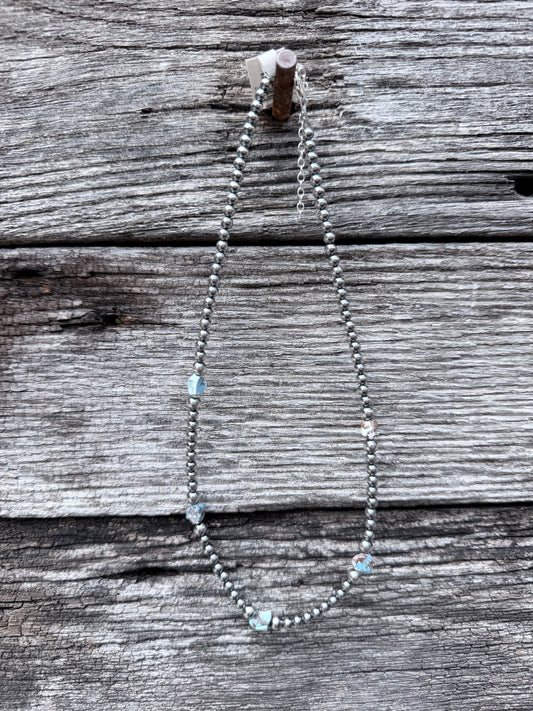 Golden Hills and Sterling Pearl Necklace