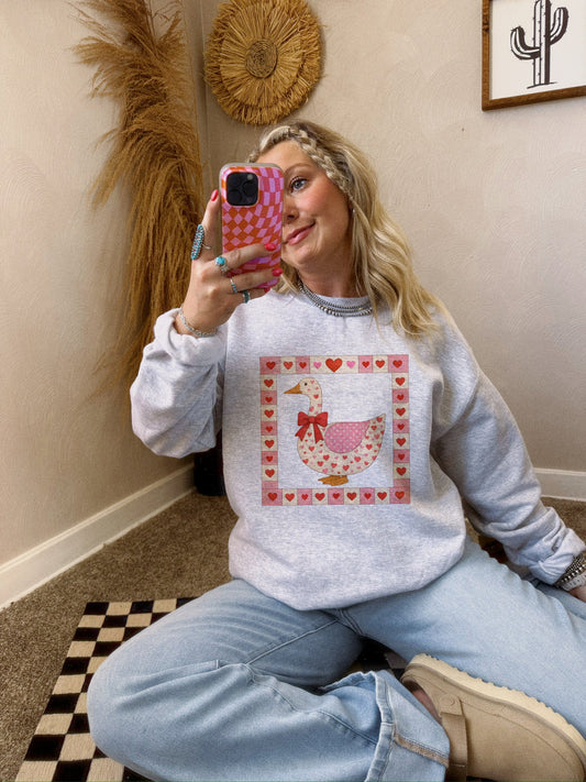 QUILTED HEART GOOSE CREW or TEE
