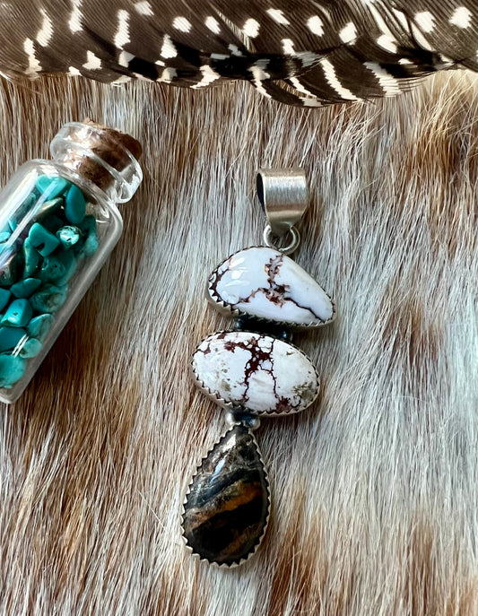 Wild Horse and Black Jack Turquoise Pendant