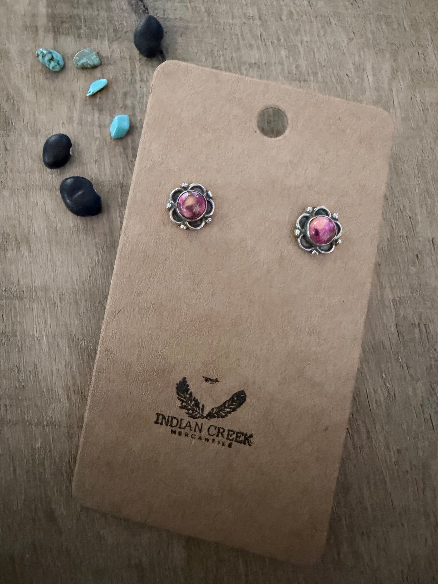 Pink Dahlia Stud Earrings