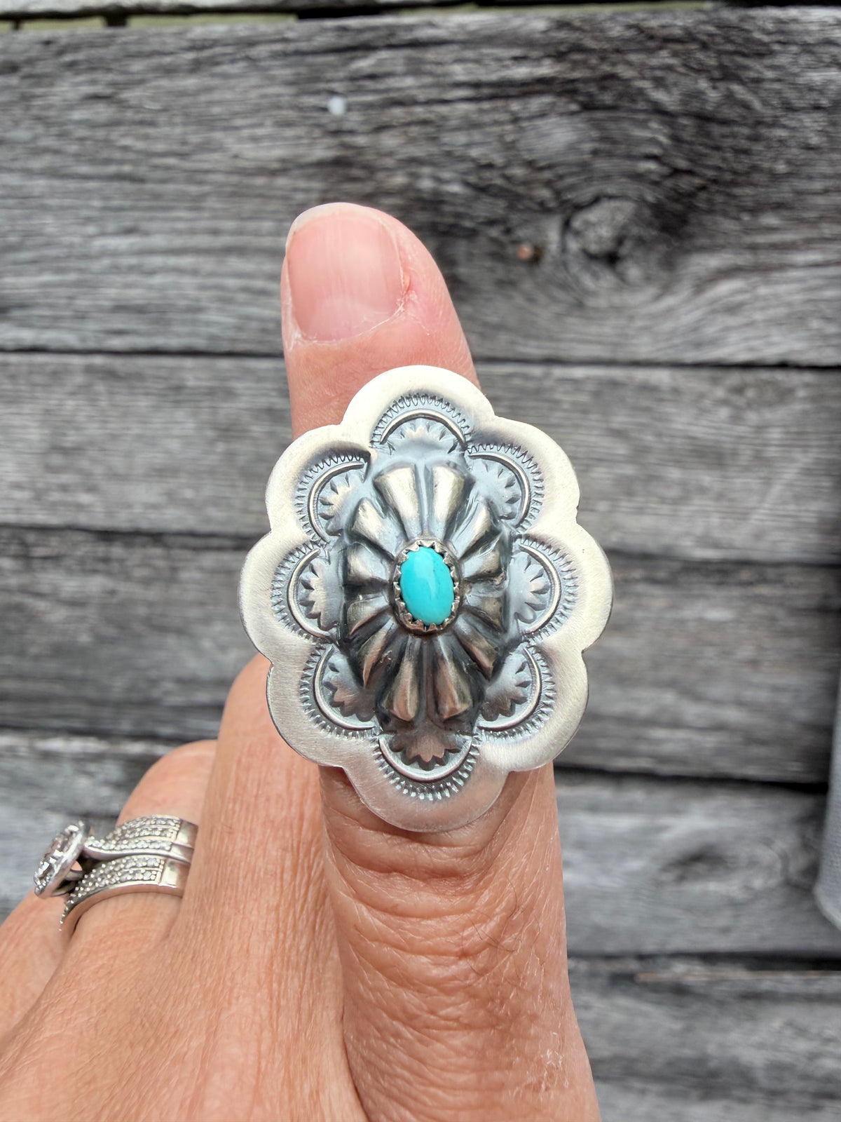 Native Made Kingman Concho Ring By Ray Begay
