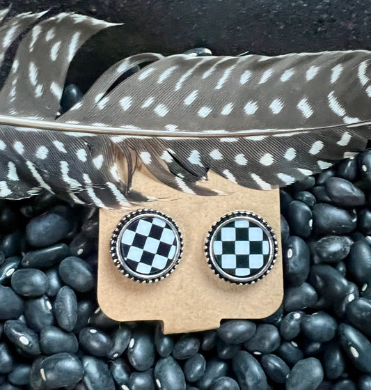 Checkered Stud Earrings
