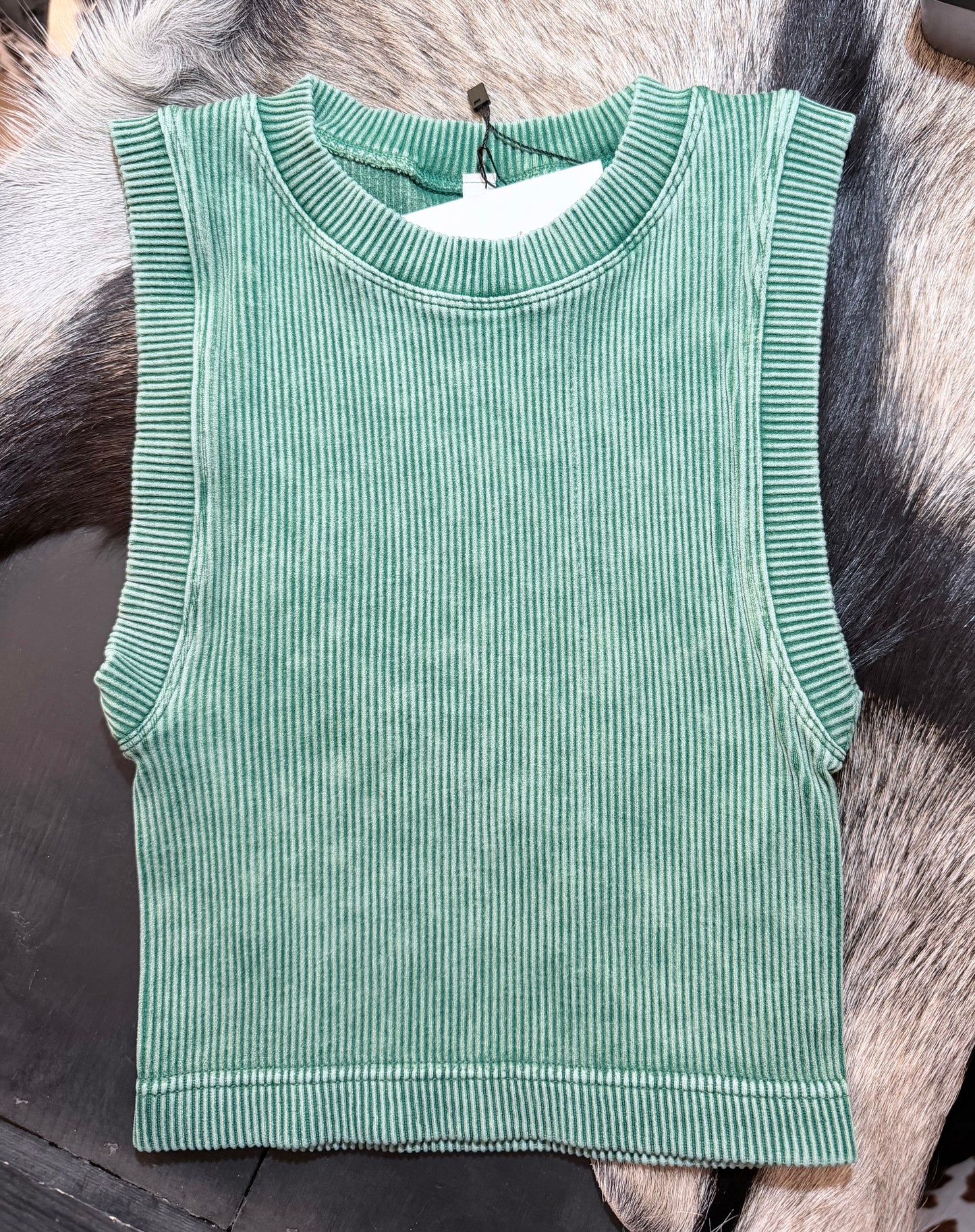 Zenana Mineral Wash Ribbed Tank