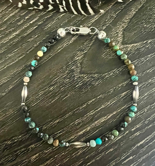 7 3/4” Sterling Torpedo with Ombré Microfaceted Bead Bracelet