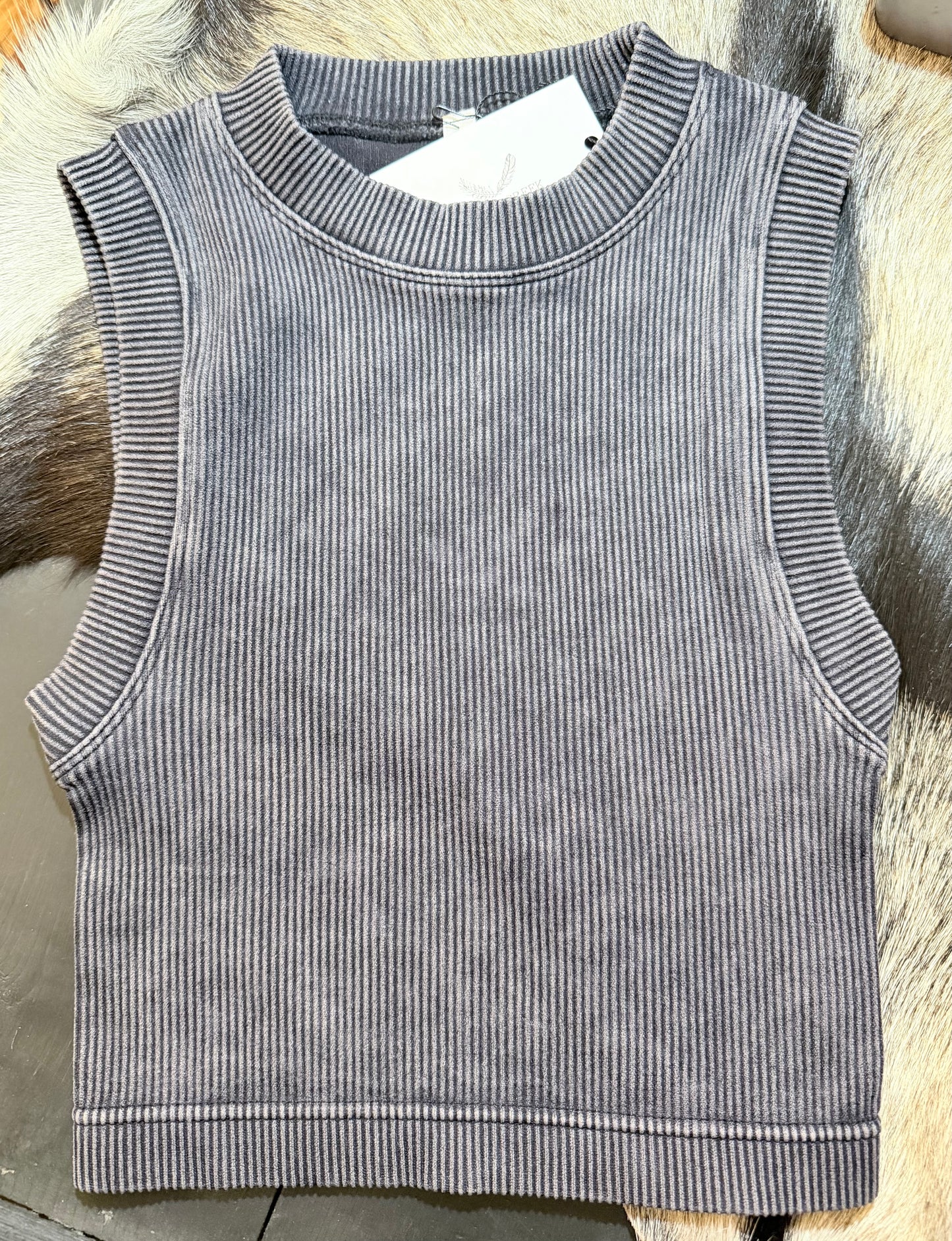Zenana Mineral Wash Ribbed Tank