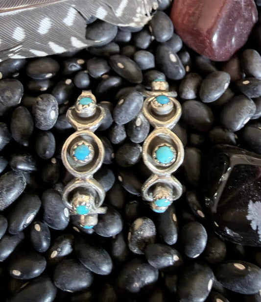Sleeping Beauty Turquoise and Sterling Hoop Earrings