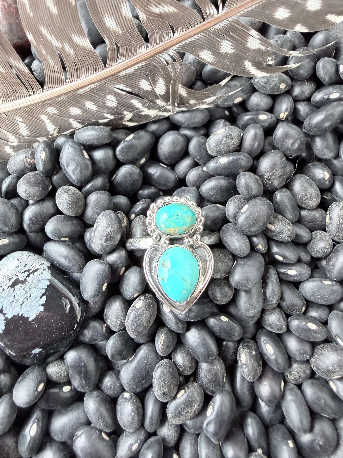 Two Stone Kingman Turquoise Ring