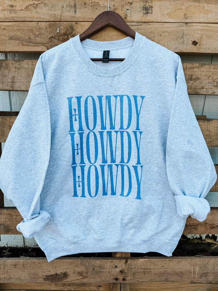 HOWDY X 3: BLUE CREW or TEE