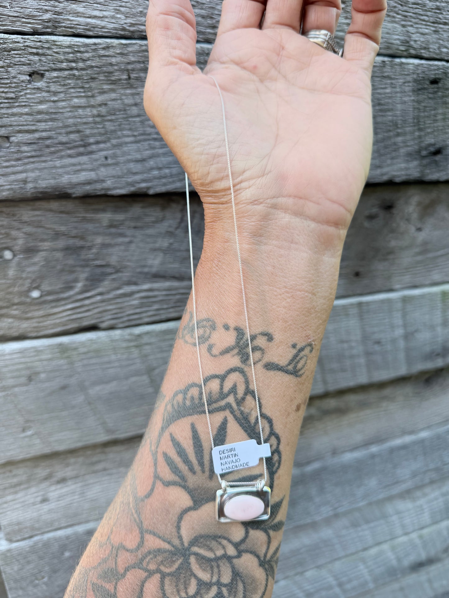 Native Made by Desiri Martin Sterling Silver and Pink Conch Necklace
