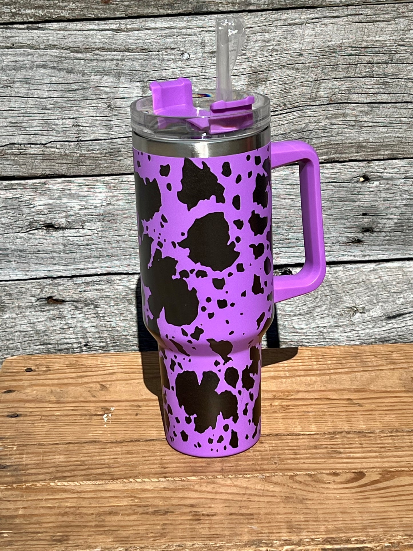 Cow Stainless Steel Tumbler in Purple