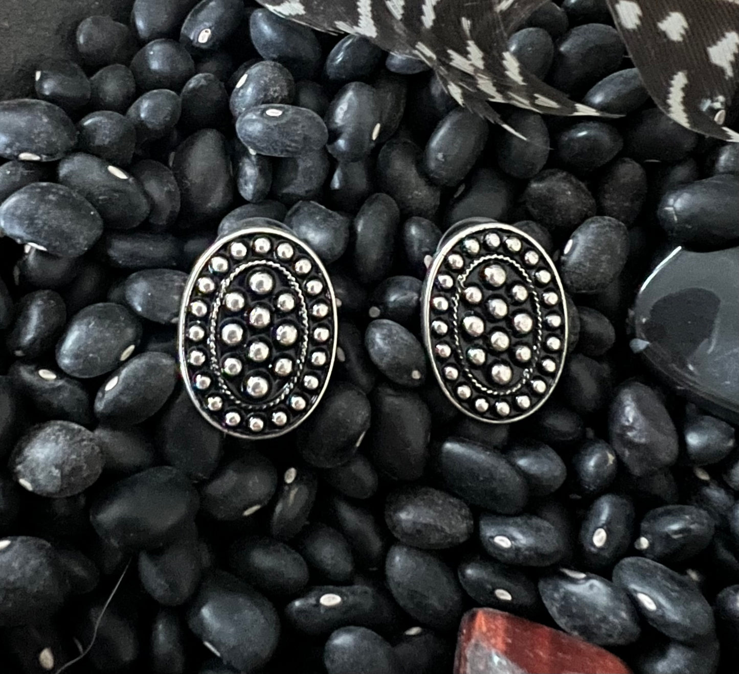 Oval Silver Bubble Earrings