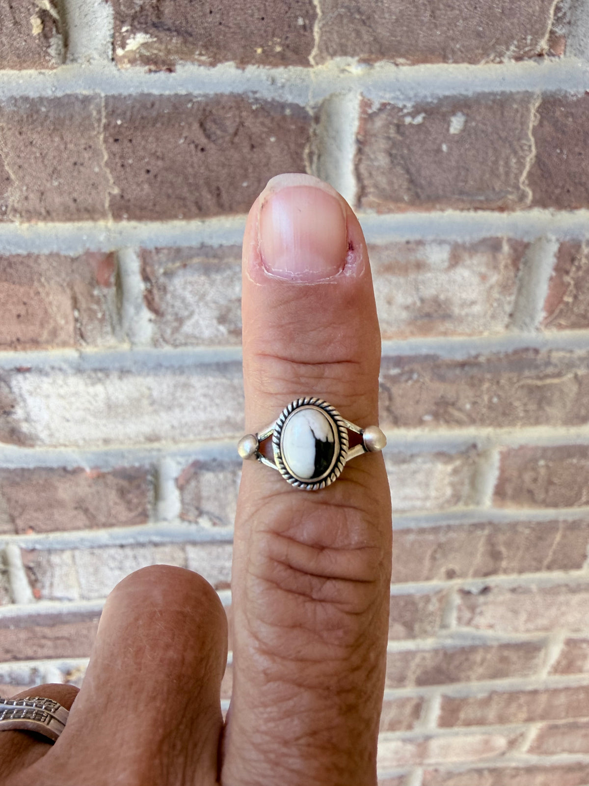 Sterling Silver White Buffalo Ring