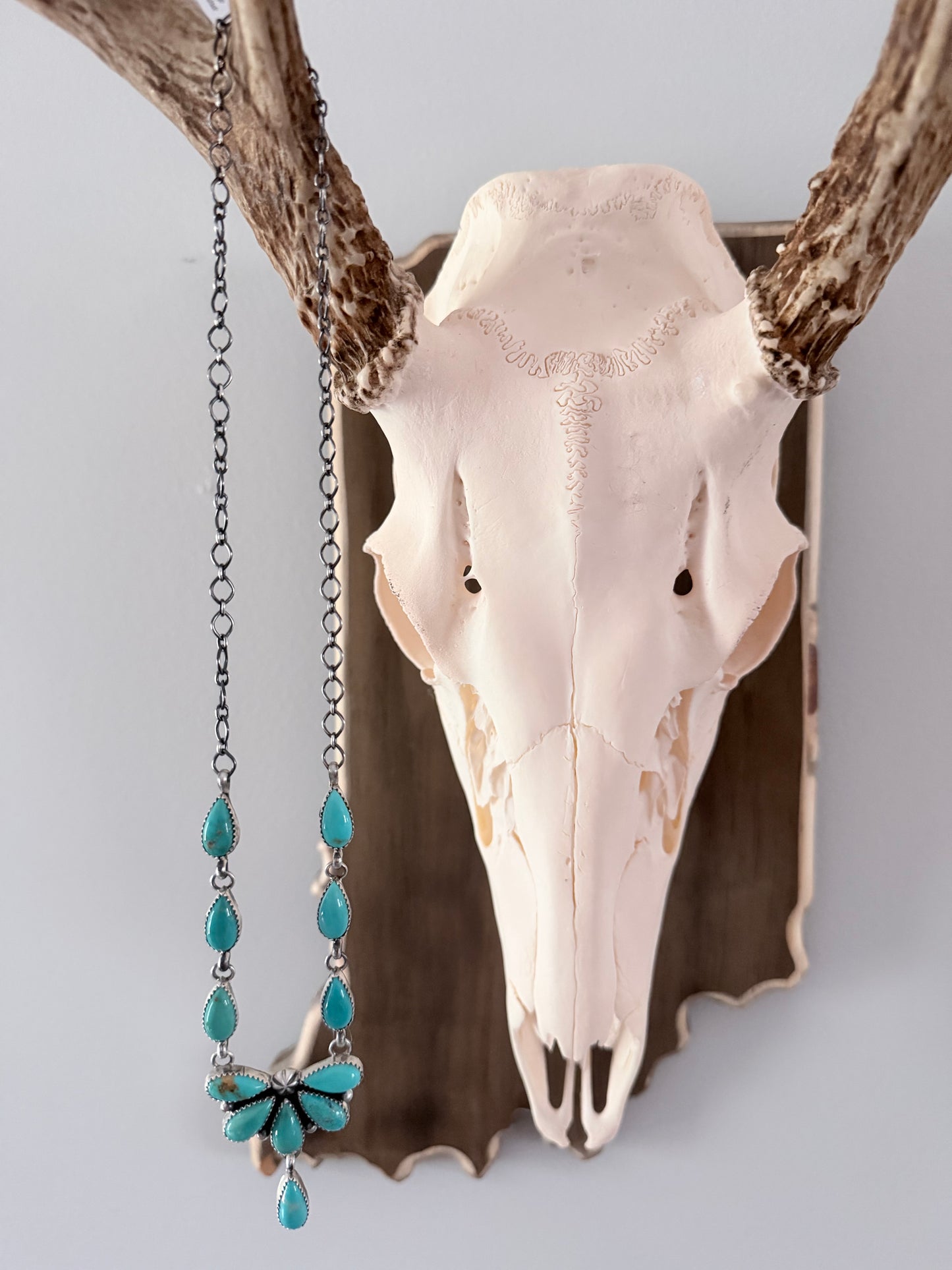 Navajo made Kingman Turquoise and Sterling Silver Necklace by Antoinette Martinez