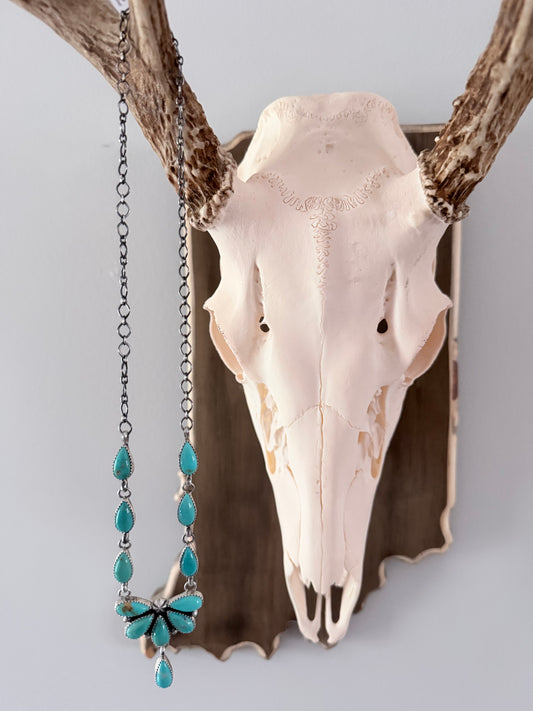 Navajo made Kingman Turquoise and Sterling Silver Necklace by Antoinette Martinez
