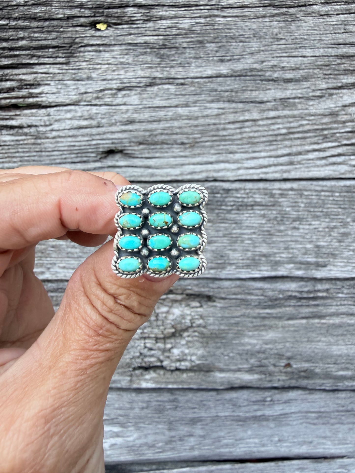 Kingman Turquoise Adjustable Cluster Ring