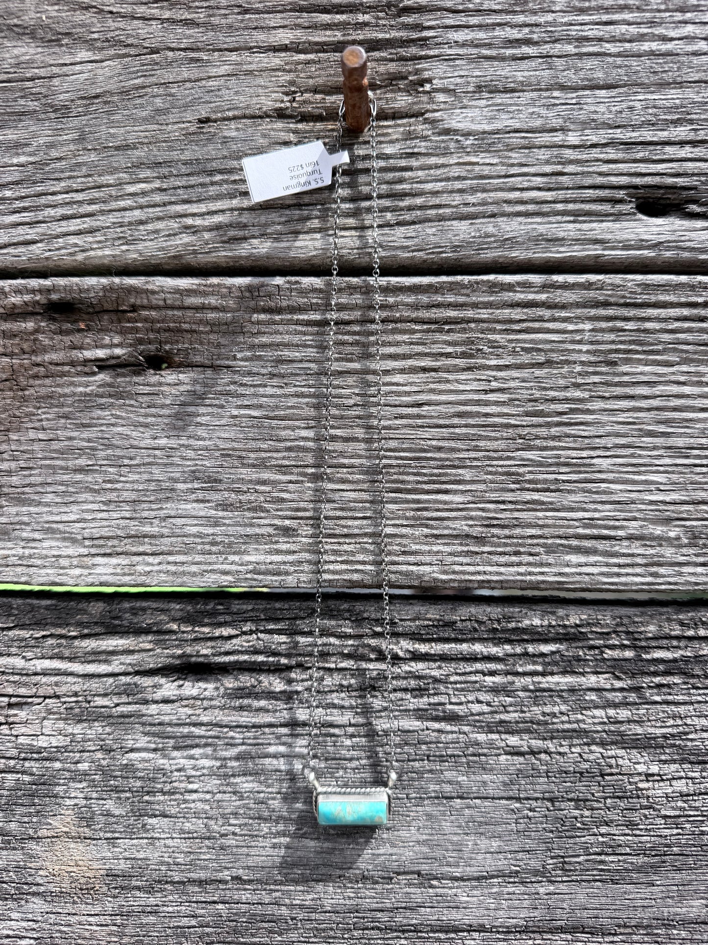 Native Made Chastity Belone Kingman Bar Necklace