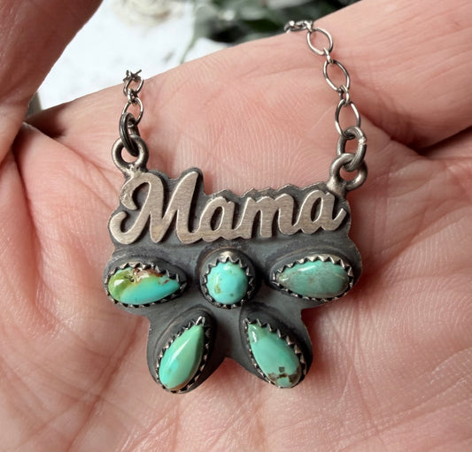 Sterling Silver and Mojave Turquoise Mama Necklace