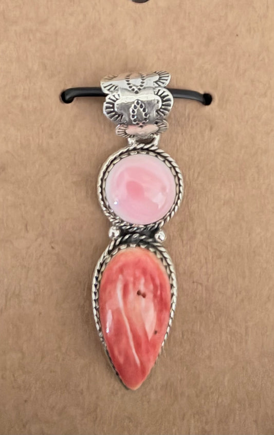 Pink Conch and Orange Spiny Pendant