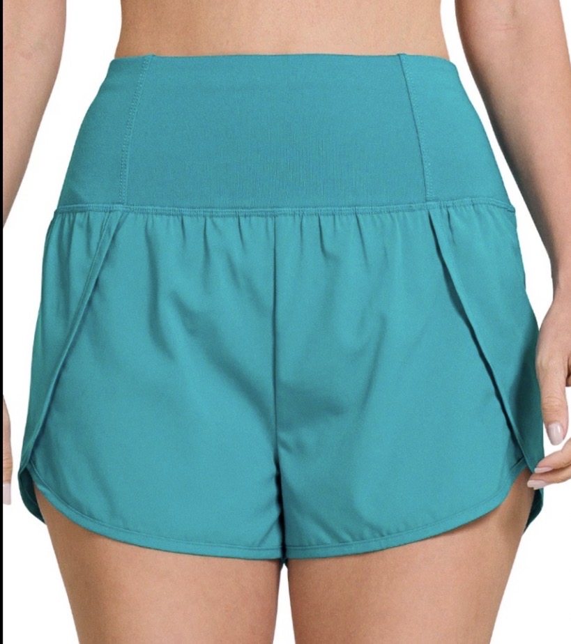High Wasted Fold Over Running Shorts