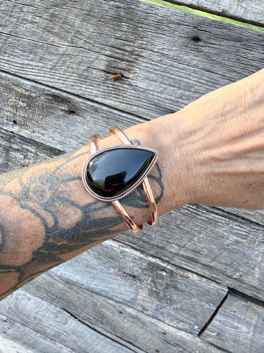 Black Onyx and Copper Cuff Bracelet