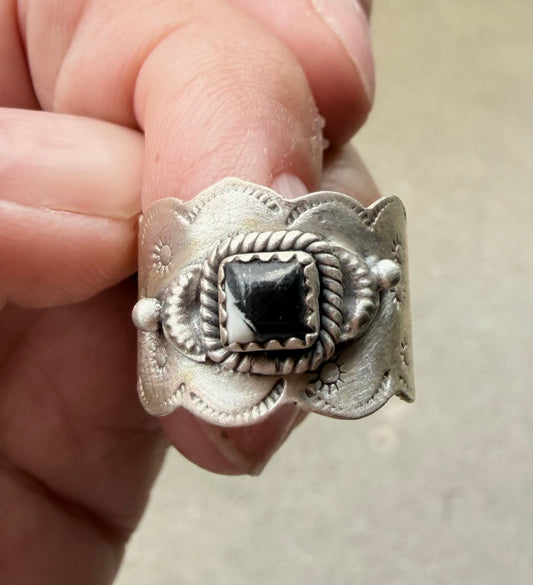 White Buffalo Sterling Silver Cigar Ring