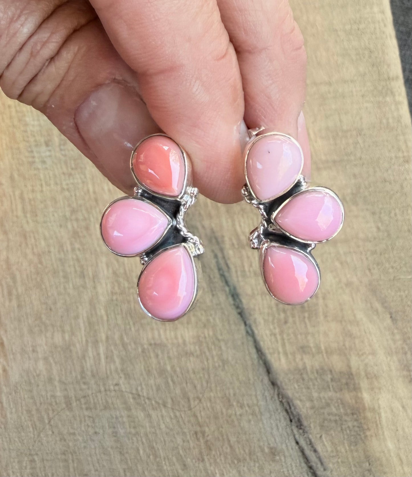 Pink Conch Sterling Silver Stud Earrings