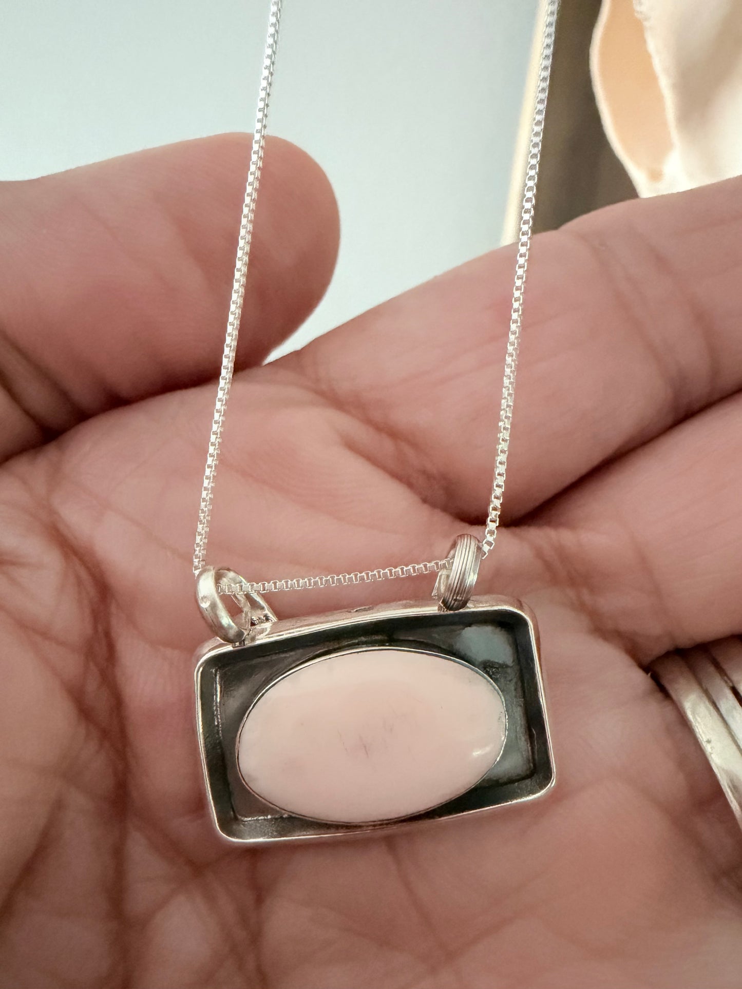 Native Made by Desiri Martin Sterling Silver and Pink Conch Necklace