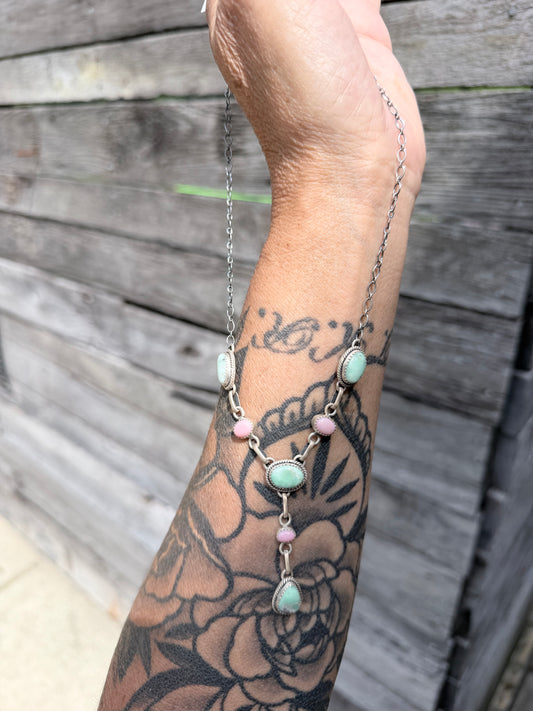 Paloma and Pink Conch Sterling Silver Chain Necklace