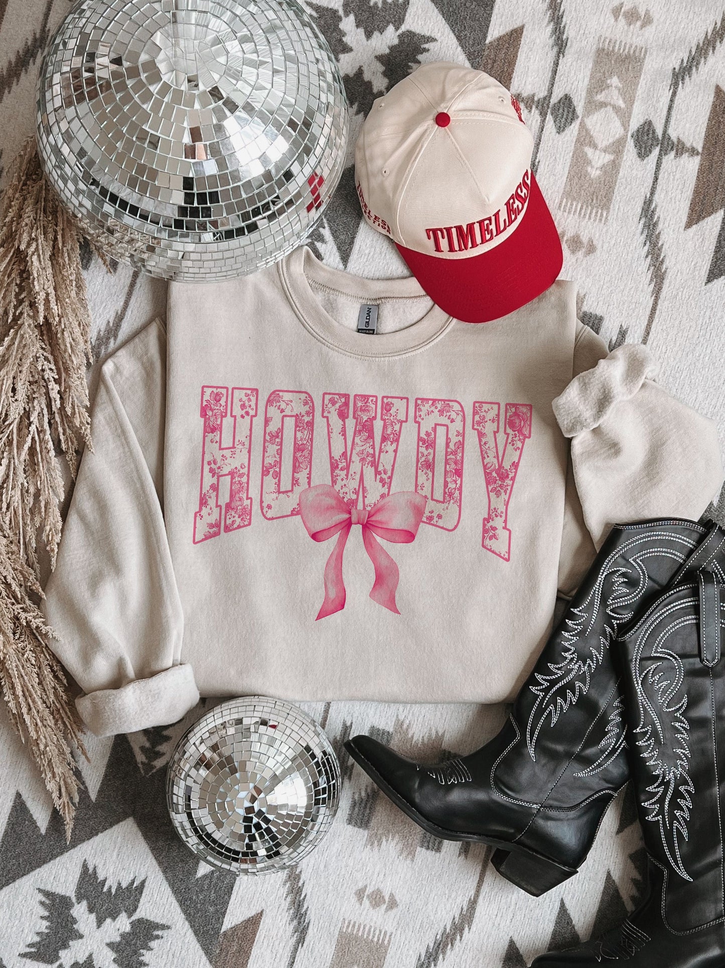 COQUETTE HOWDY: PINK CREW or TEE