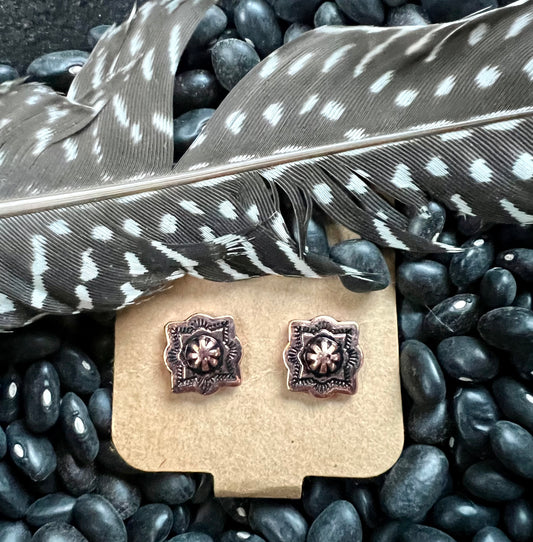 Embossed Western Stud Earrings