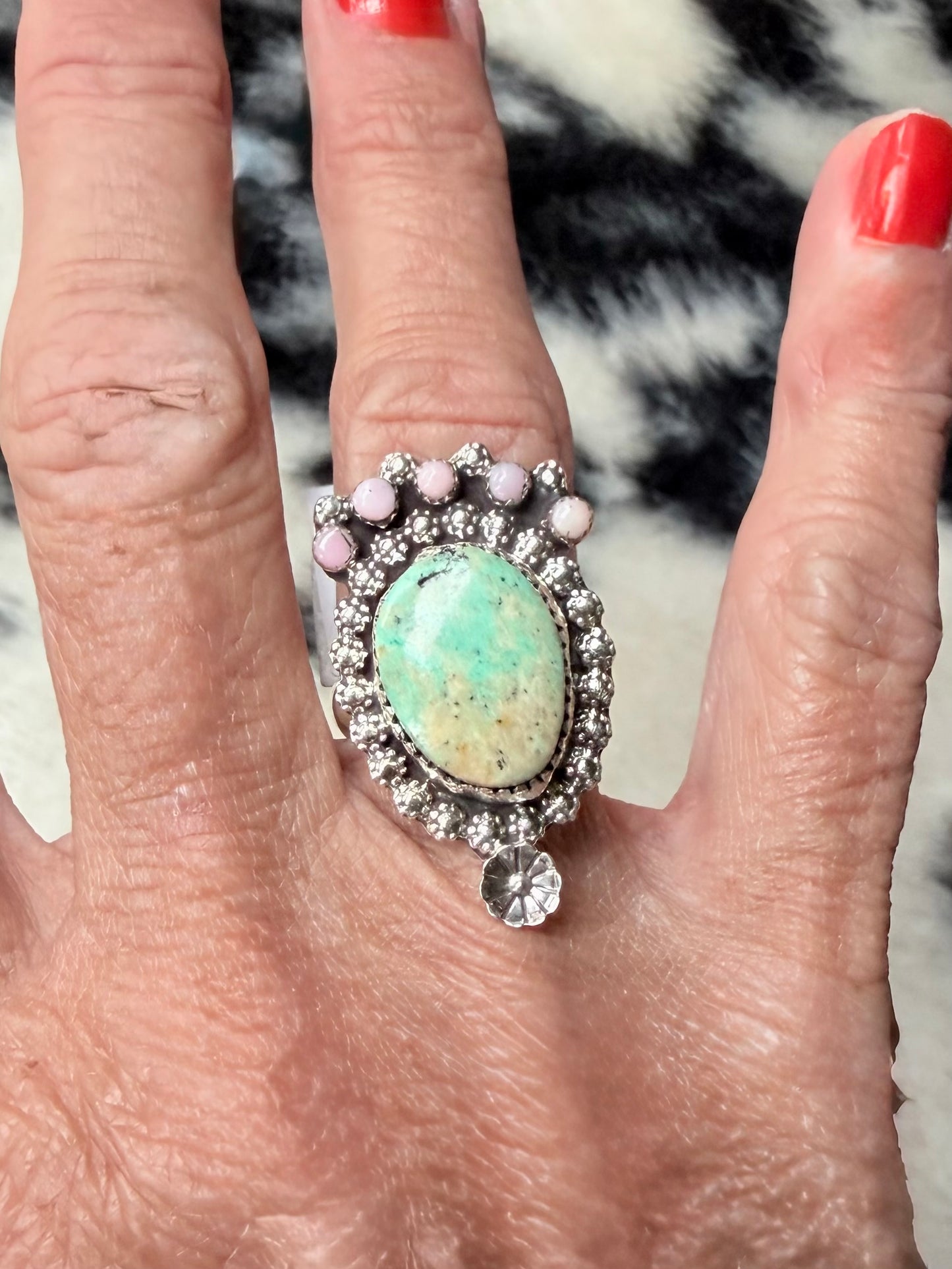 Darren Begay Navajo Made #8 and Pink Conch Ring