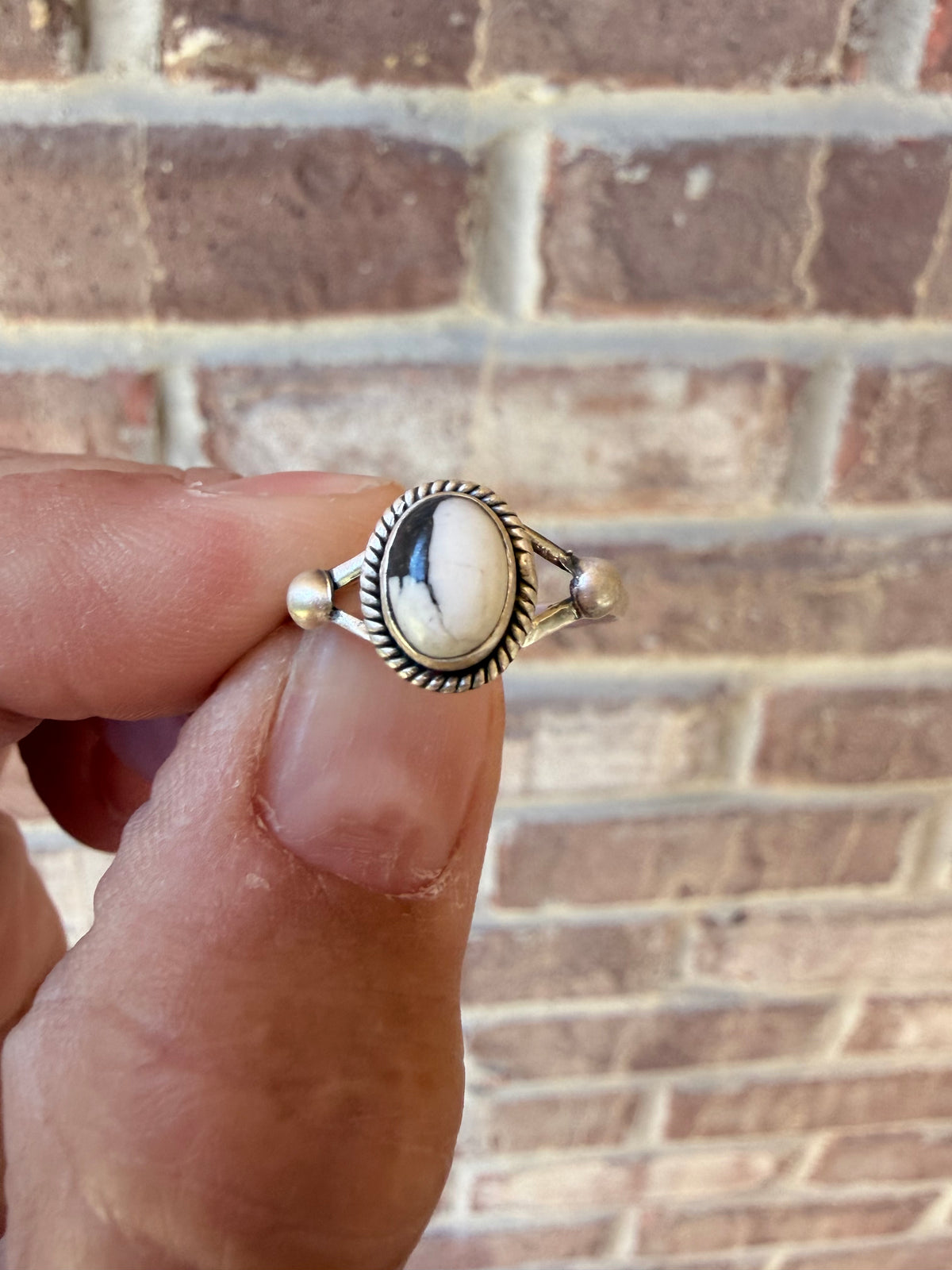 Sterling Silver White Buffalo Ring