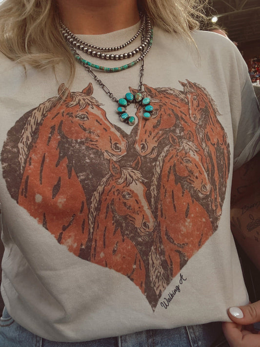YELLOW HORSE LOVE CREW or TEE