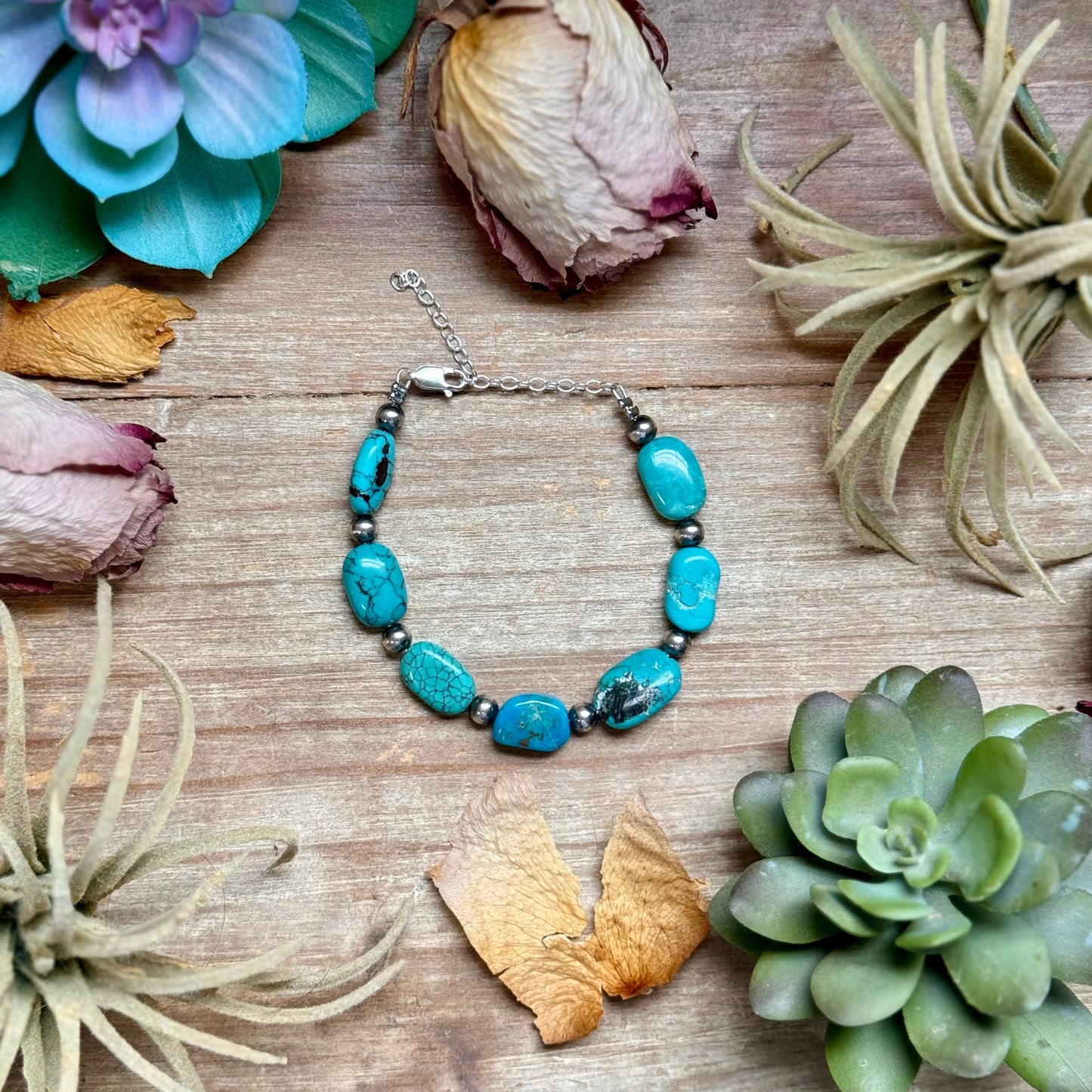 Bright Blue Turquoise Bracelet – 6 1/4"  – Large Oval