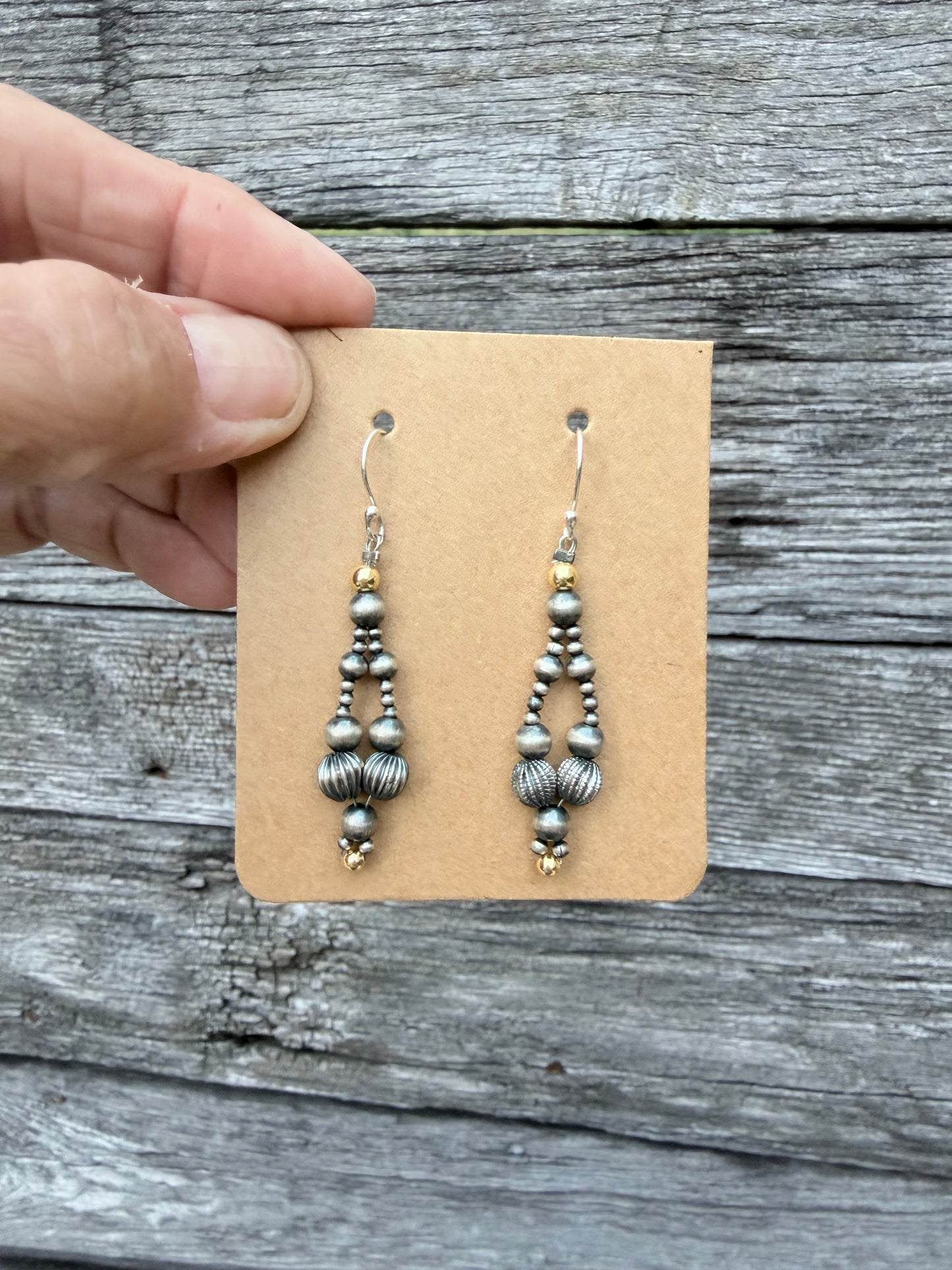 Sterling Pearl Dangle Earrings with Gold Accents