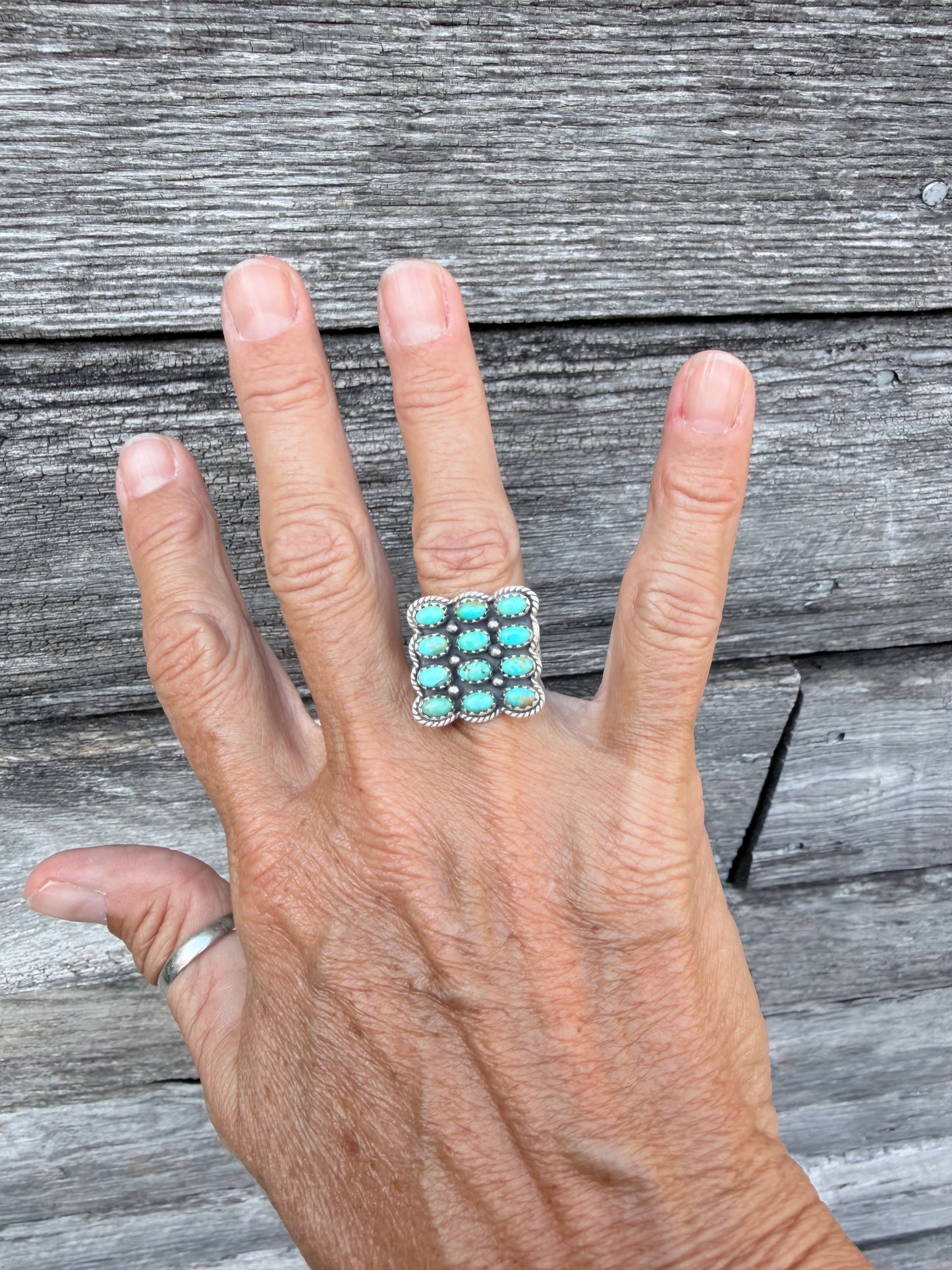 Kingman Turquoise Adjustable Cluster Ring