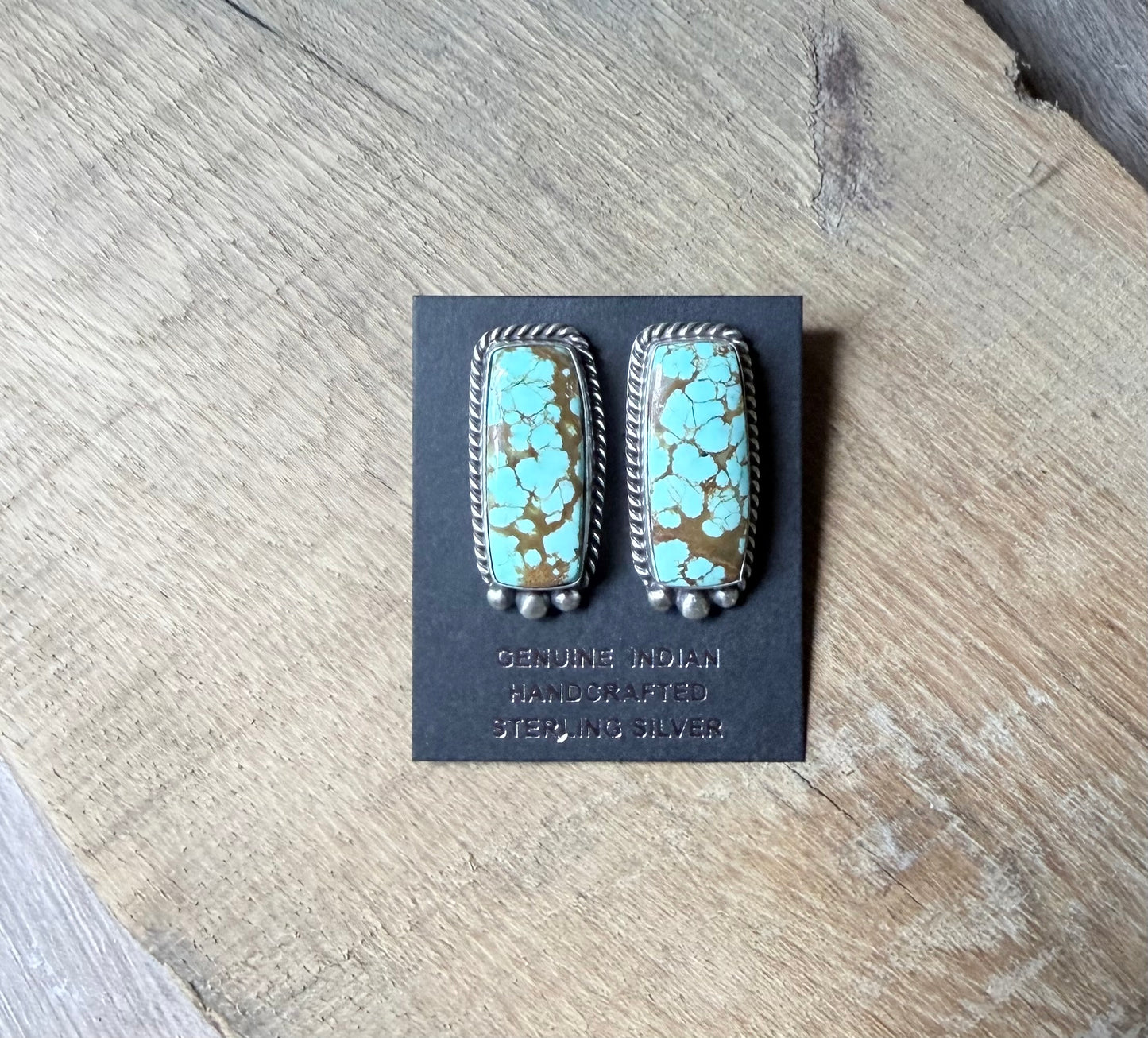 Native Made By Johnny Dixon Number Eight Turquoise Stud Earrings