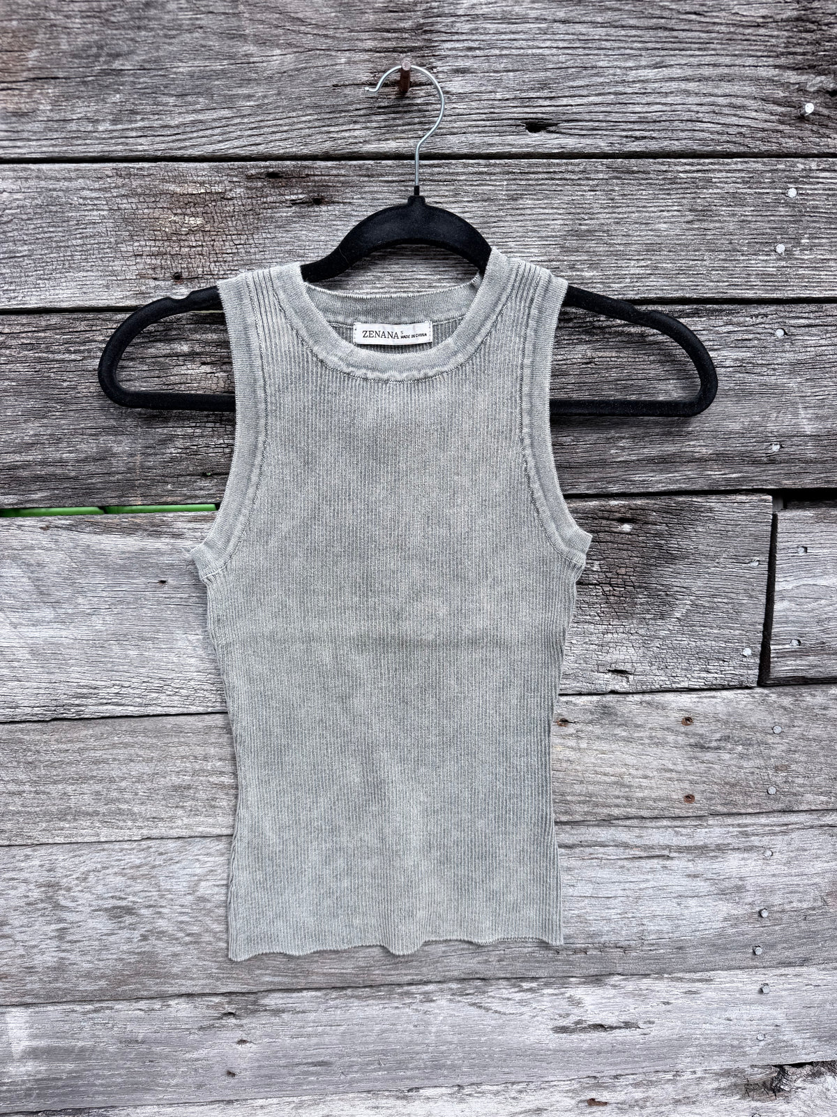 Washed Ribbed Sweater Tank Top