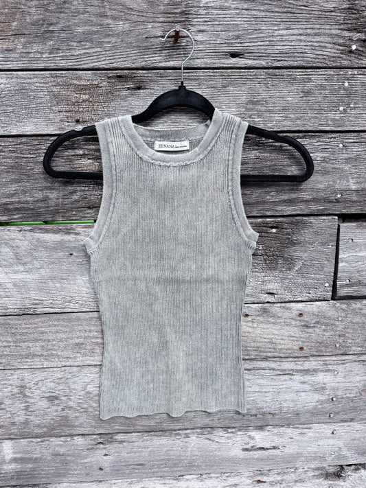 Washed Ribbed Sweater Tank Top