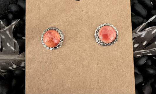 Orange Spiny Stud Earrings