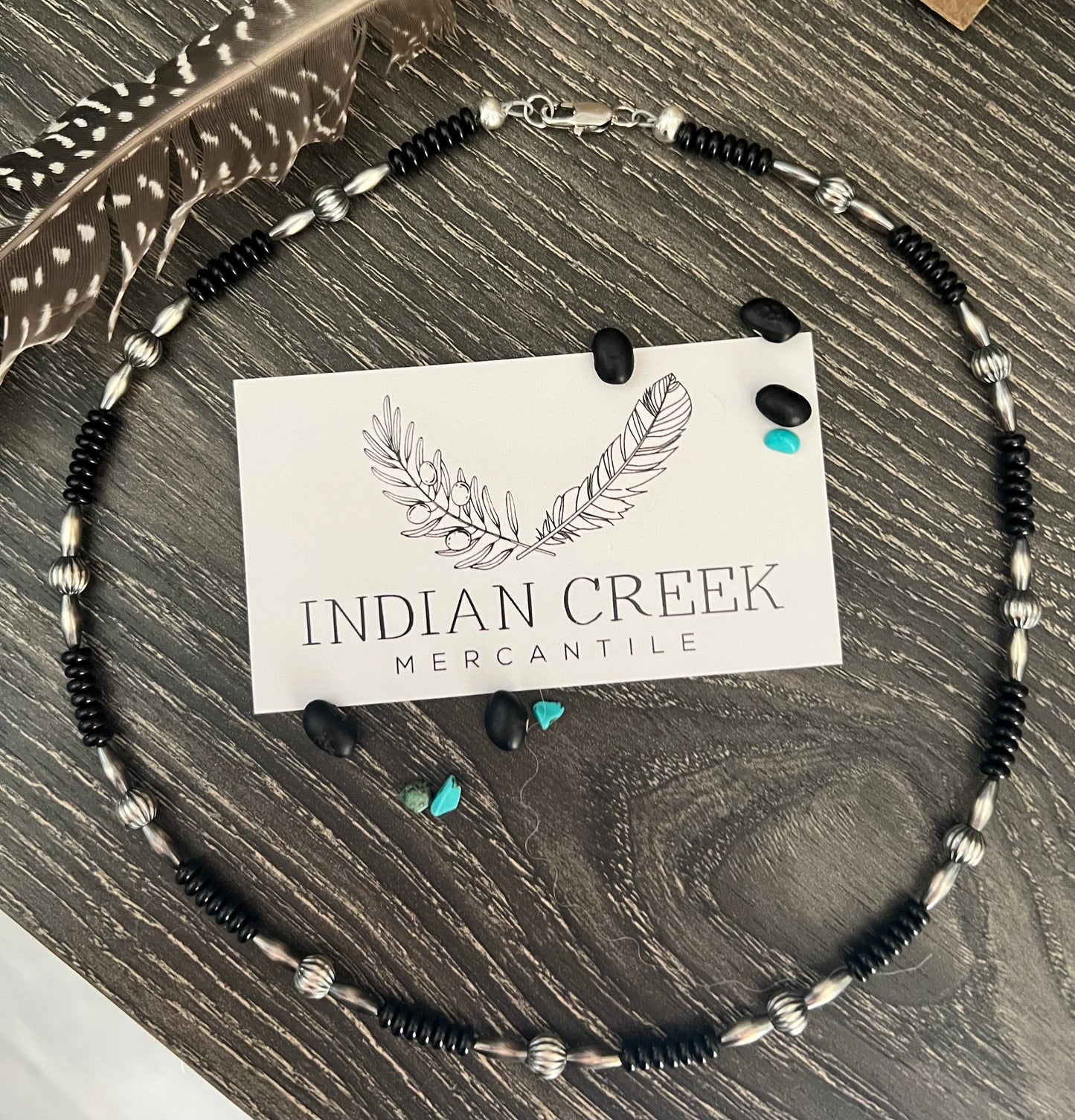 Onyx and Sterling Pearl Necklace