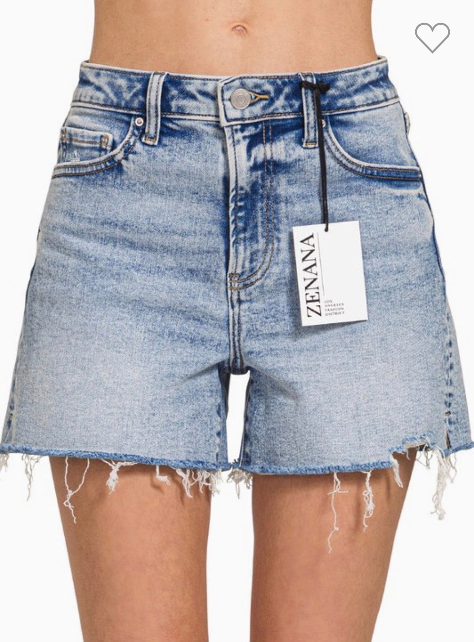 Distressed Hem Denim Shorts