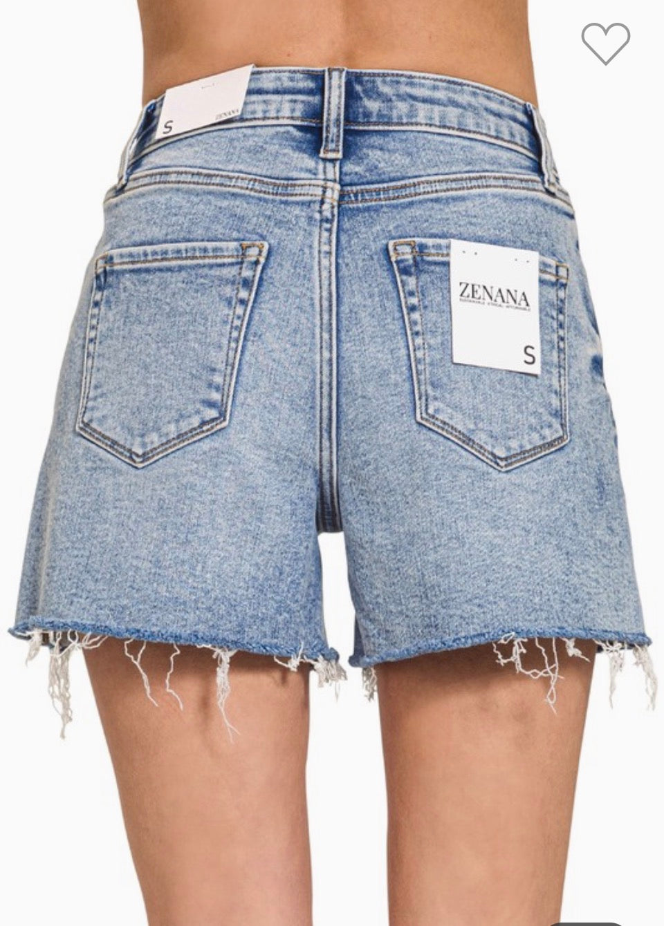 Distressed Hem Denim Shorts