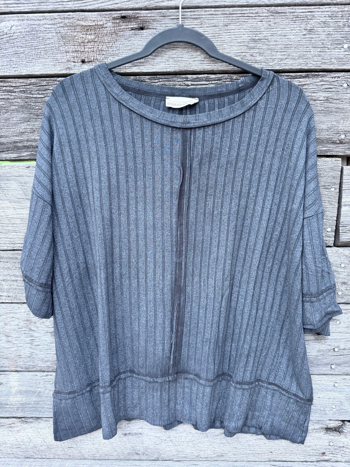 Ribbed Short Sleeve Mineral Wash Top