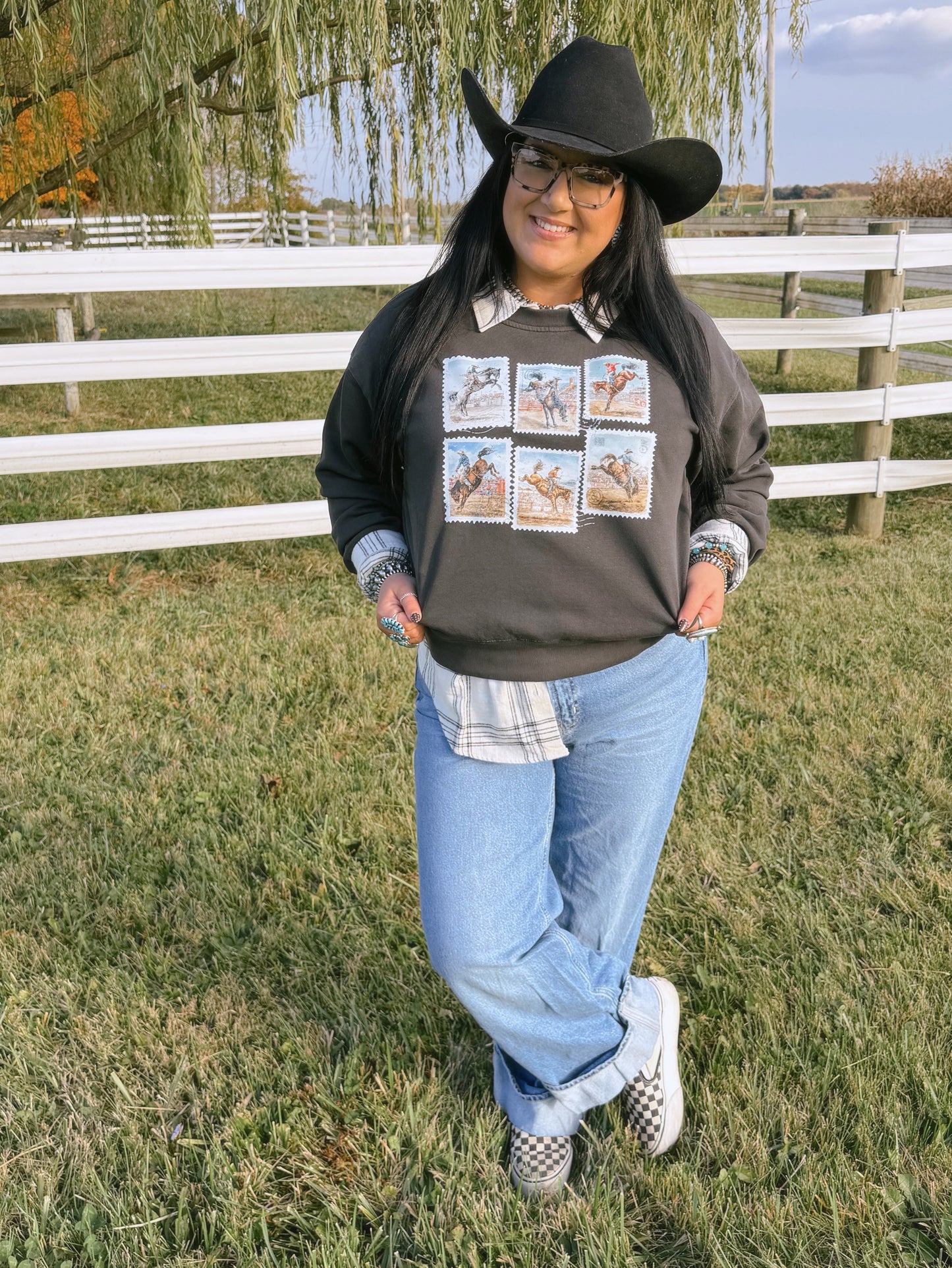 VINTAGE COWBOY STAMP COLLAGE CREW