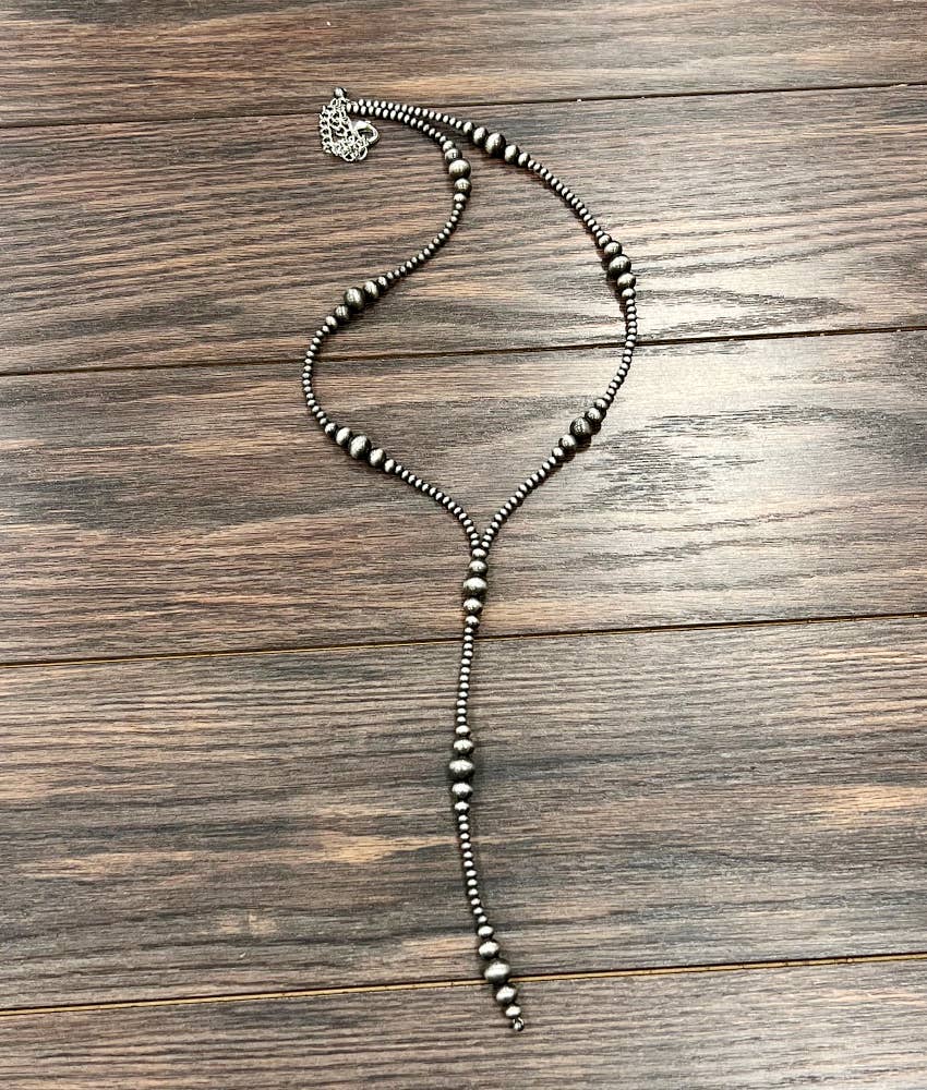 739367, Handmade 31" Clustered Navajo Bead Tassel Necklace