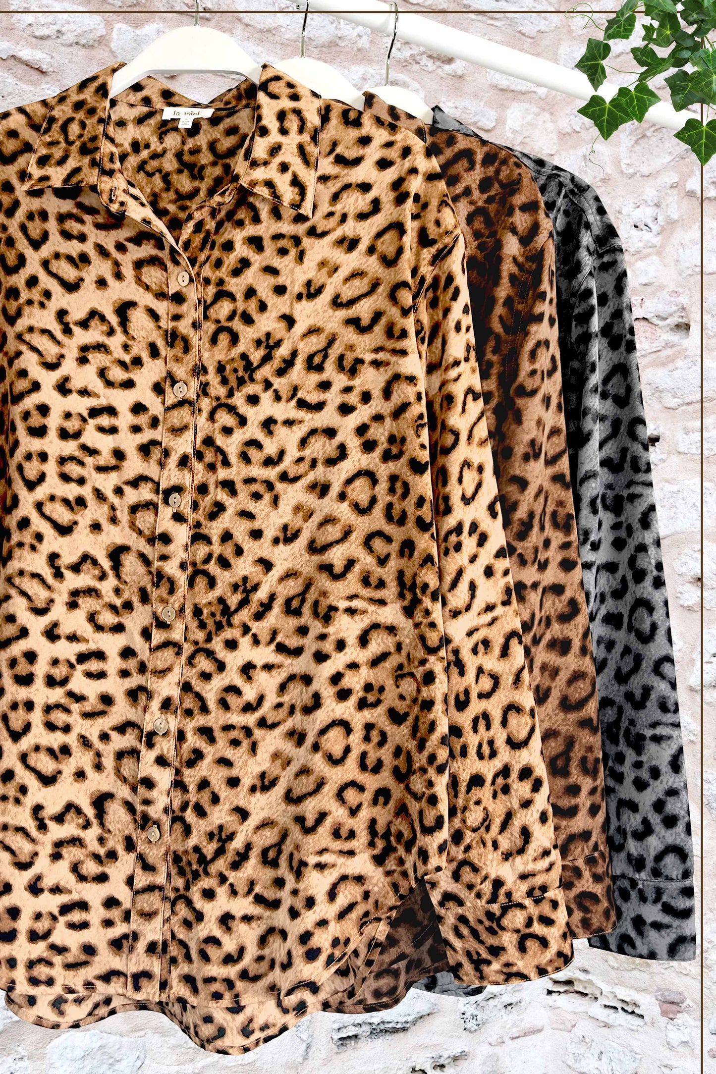 Leopard Printed Button Down Long Sleeve Shirt