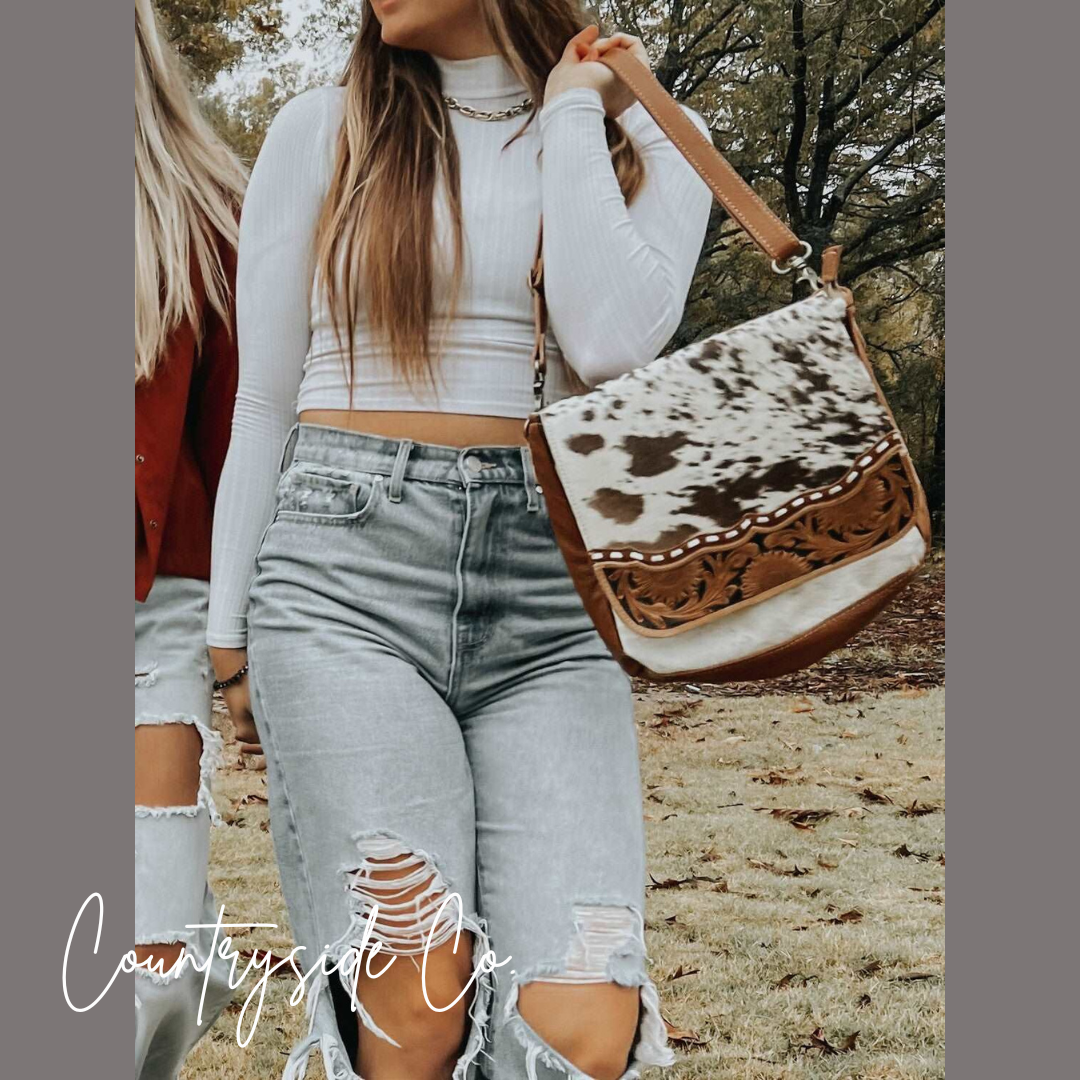 Magedalen Tooled Leather Cowhide Purse, Shoulder Bag