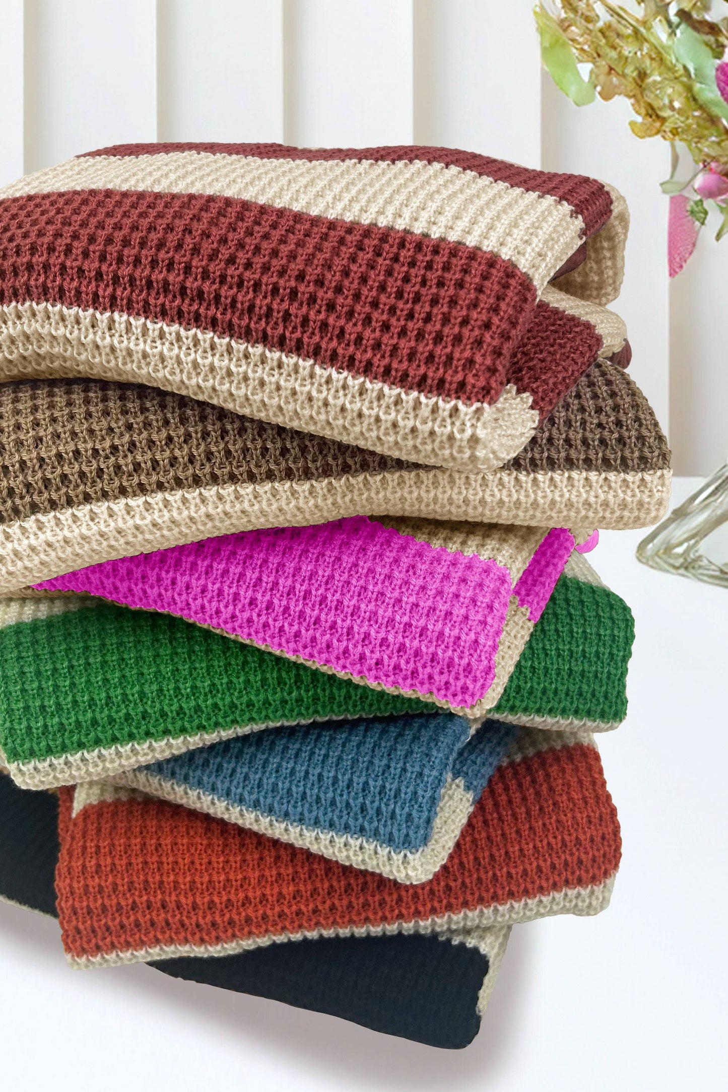 Loose Fit Striped Round Neck Long Sleeve Sweater