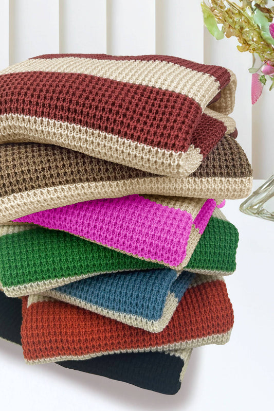 Loose Fit Striped Round Neck Long Sleeve Sweater
